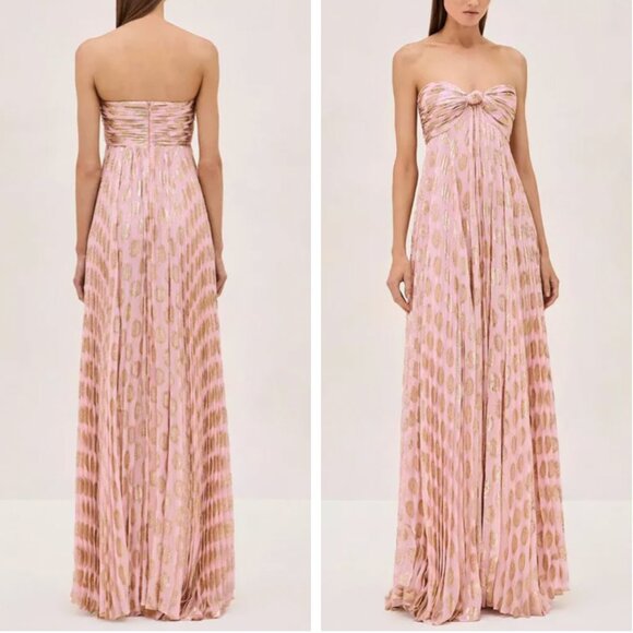 Alexis Maryana Maxi Dress Gown XS/S/M Murex Pink Blush Gold Vacation - Picture 2 of 10